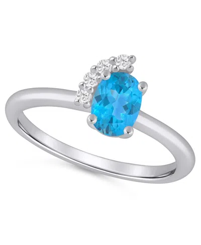 Macy's Amethyst (3/4 Ct. T.w.) And White Diamond (1/20 Ct. T.w.) Ring In 10k White Gold In Metallic