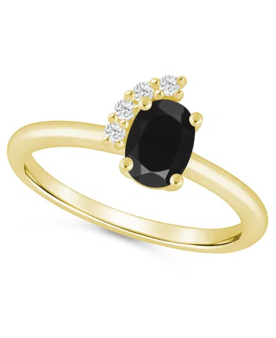 Macy's Amethyst (3/4 Ct. T.w.) And White Diamond (1/20 Ct. T.w.) Ring In 10k White Gold In Onyx,yellow Gold