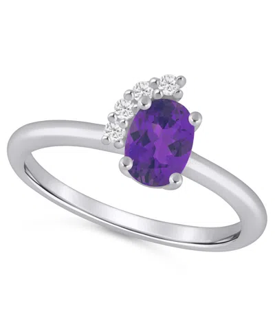 Macy's Amethyst (3/4 Ct. T.w.) And White Diamond (1/20 Ct. T.w.) Ring In 10k White Gold In Purple