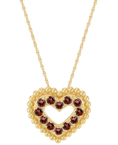 Macy's Amethyst (3/4 Ct. T.w.) Heart Pendant Necklace In 14k Gold Over Sterling Silver, 16" + 2" Extender ( In Garnet