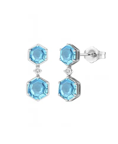 Macy's Amethyst (3.5 Ct. T.w.) And Lab-grown White Sapphire (0.06 Ct. T.w.) Earrings In Sterling Silver (al In Blue
