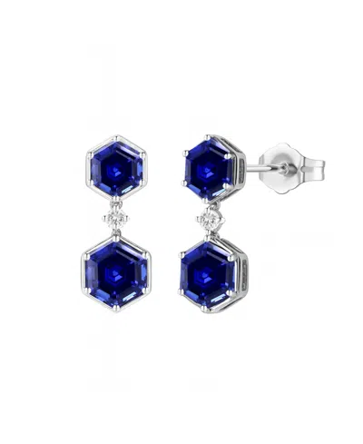 Macy's Amethyst (3.5 Ct. T.w.) And Lab-grown White Sapphire (0.06 Ct. T.w.) Earrings In Sterling Silver (al In Blue