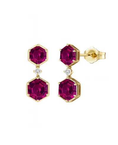 Macy's Amethyst (3.5 Ct. T.w.) And Lab-grown White Sapphire (0.06 Ct. T.w.) Earrings In Sterling Silver (al In Gold