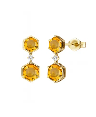 Macy's Amethyst (3.5 Ct. T.w.) And Lab-grown White Sapphire (0.06 Ct. T.w.) Earrings In Sterling Silver (al In Gold