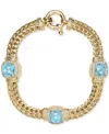 Macy's Amethyst (4-1/2 Ct. T.w.) & White Topaz (7/8 Ct. T.w.) Woven Link Bracelet In 14k Gold-plated Sterli In Blue Topaz