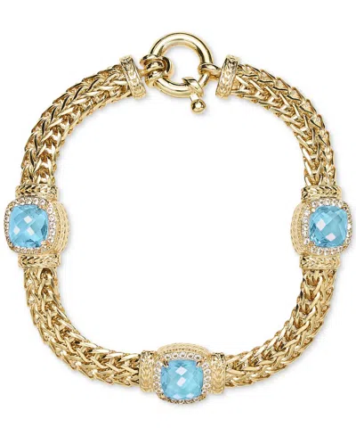 Macy's Amethyst (4-1/2 Ct. T.w.) & White Topaz (7/8 Ct. T.w.) Woven Link Bracelet In 14k Gold-plated Sterli In Blue Topaz
