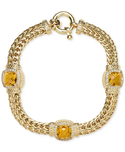 Macy's Amethyst (4-1/2 Ct. T.w.) & White Topaz (7/8 Ct. T.w.) Woven Link Bracelet In 14k Gold-plated Sterli In Citrine