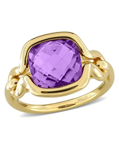 Macy's Amethyst (4-1/2 Ct. T.w.) Solitaire Ring In 18k Gold Flash Plated Sterling Silver In Purple