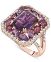 Macy's Amethyst (4-1/6 Ct. T.w.), Rose De France Amethyst (7/8 Ct. T.w.) & Diamond (1/2 Ct. T.w.) Halo Ring