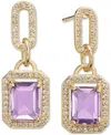 Macy's Amethyst (4-3/8 Ct. T.w.) & White Topaz (1-1/6 Ct. T.w.) Framed Dangle Drop Earrings In 14k Gold-pla In Multi