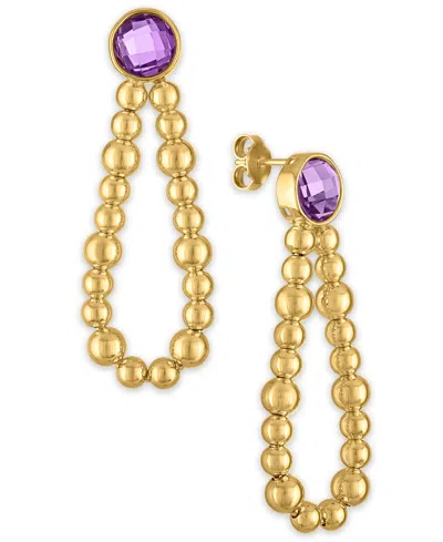 Macy's Amethyst (4 Ct. T.w.) Beaded Loop Drop Earrings In 14k Gold Over Sterling Silver (also Available In 