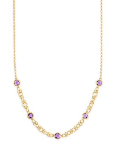 Macy's Amethyst (4 Ct. T.w.) Station Diamond Cut Circle Necklace In 14k Gold Over Sterling Silver (also Ava In Purple