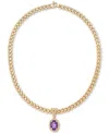 Macy's Amethyst (5-3/8 Ct. T.w.) & White Topaz (3/4 Ct. T.w.) Panther Link 18" Necklace In 14k Gold-plated In Amethyst