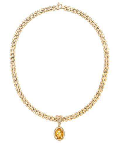 Macy's Amethyst (5-3/8 Ct. T.w.) & White Topaz (3/4 Ct. T.w.) Panther Link 18" Necklace In 14k Gold-plated 