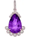 Macy's Amethyst (5 Ct. T.w.) & White Topaz (5/8 Ct. T.w.) Pear 18" Pendant Necklace In Rose Gold-plated Ste In Amethyst