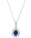 Macy's Amethyst (5/8 Ct. T.w.) & Lab-grown White Sapphire (1/2 Ct. T.w.) Teardrop Halo Birthstone Pendant N In Sapphire