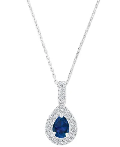 Macy's Amethyst (5/8 Ct. T.w.) & Lab-grown White Sapphire (1/2 Ct. T.w.) Teardrop Halo Birthstone Pendant N