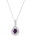 Macy's Amethyst (5/8 Ct. T.w.) & Lab-grown White Sapphire (1/2 Ct. T.w.) Teardrop Halo Birthstone Pendant N In Alexandrite