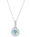 Macy's Amethyst (5/8 Ct. T.w.) & Lab-grown White Sapphire (1/2 Ct. T.w.) Teardrop Halo Birthstone Pendant N In Aquamarine