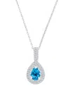 Macy's Amethyst (5/8 Ct. T.w.) & Lab-grown White Sapphire (1/2 Ct. T.w.) Teardrop Halo Birthstone Pendant N In Blue Topaz
