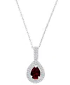 Macy's Amethyst (5/8 Ct. T.w.) & Lab-grown White Sapphire (1/2 Ct. T.w.) Teardrop Halo Birthstone Pendant N In Garnet