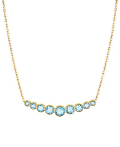 Macy's Amethyst (6-7/8 Ct. T.w.) Bezel Set Smile Necklace In 14k Gold Over Sterling Silver (also Available  In Blue