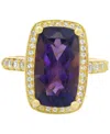Macy's Amethyst (6 Ct. T.w.) & White Topaz (1/3 Ct. T.w.) Cushion Halo Statement Ring In Gold-plated Sterli In Amethyst