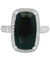 Macy's Amethyst (6 Ct. T.w.) & White Topaz (1/3 Ct. T.w.) Cushion Halo Statement Ring In Gold-plated Sterli In Black Onyx