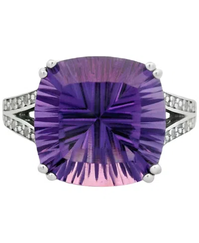 Macy's Amethyst (6.50 Ct. T.w.) & White Topaz (0.08 Ct. T.w.) Ring In Sterling Silver In Blue