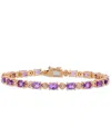 Macy's Amethyst (7-1/5 Ct.t.w.) With Diamond Accent Tennis Bracelet In 18k Rose Gold Over Sterling Silver In Amethyst