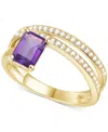 Macy's Amethyst (7/8 Ct. T.w.) & Lab Grown White Sapphire Accent Coil Ring In 14k Gold-plated Sterling Silv In Amethyst