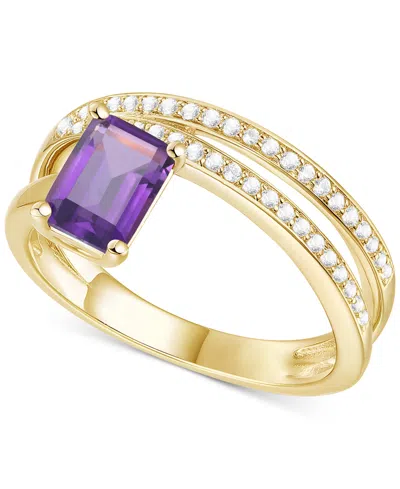 Macy's Amethyst (7/8 Ct. T.w.) & Lab Grown White Sapphire Accent Coil Ring In 14k Gold-plated Sterling Silv