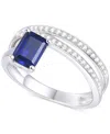 Macy's Amethyst (7/8 Ct. T.w.) & Lab Grown White Sapphire Accent Coil Ring In 14k Gold-plated Sterling Silv In Blue Sapphire