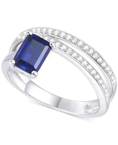 Macy's Amethyst (7/8 Ct. T.w.) & Lab Grown White Sapphire Accent Coil Ring In 14k Gold-plated Sterling Silv In Blue Sapphire
