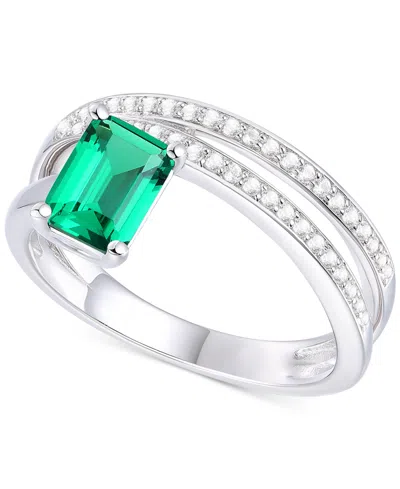 Macy's Amethyst (7/8 Ct. T.w.) & Lab Grown White Sapphire Accent Coil Ring In 14k Gold-plated Sterling Silv In Emerald