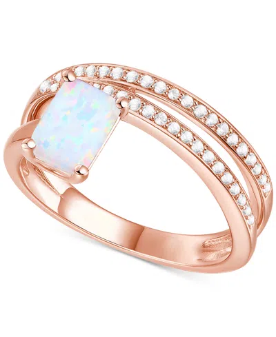 Macy's Amethyst (7/8 Ct. T.w.) & Lab Grown White Sapphire Accent Coil Ring In 14k Gold-plated Sterling Silv In Opal