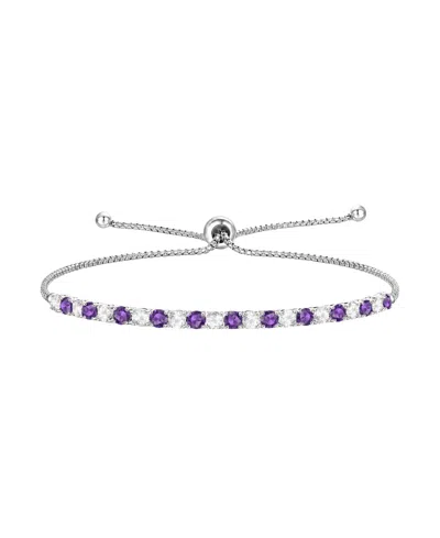 Macy's Amethyst (7/8 Ct. T.w.) & White Topaz (1-1/6 Ct. T.w.) Bolo Bracelet In Sterling Silver