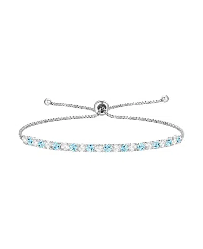 Macy's Amethyst (7/8 Ct. T.w.) & White Topaz (1-1/6 Ct. T.w.) Bolo Bracelet In Sterling Silver In Blue Topaz