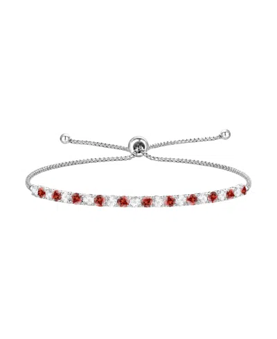 Macy's Amethyst (7/8 Ct. T.w.) & White Topaz (1-1/6 Ct. T.w.) Bolo Bracelet In Sterling Silver In Garnet
