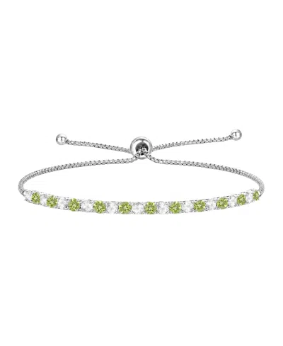Macy's Amethyst (7/8 Ct. T.w.) & White Topaz (1-1/6 Ct. T.w.) Bolo Bracelet In Sterling Silver In Peridot