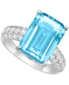 Macy's Amethyst (8 Ct. T.w.) & White Topaz (1/3 Ct. T.w.) Statement Ring In Rose Gold-plated Sterling Silve In Sky Blue Topaz
