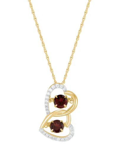 Macy's Amethyst (9/10 Ct. T.w.) Or Garnet (1-1/4 Ct. T.w.) & White Topaz (1/4 Ct. T.w.) Double Heart Pendan