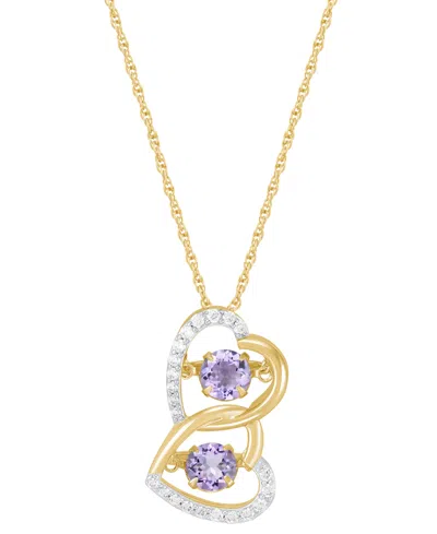Macy's Amethyst (9/10 Ct. T.w.) Or Garnet (1-1/4 Ct. T.w.) & White Topaz (1/4 Ct. T.w.) Double Heart Pendan