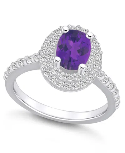 Macy's Amethyst And Certified Diamond Halo Ring