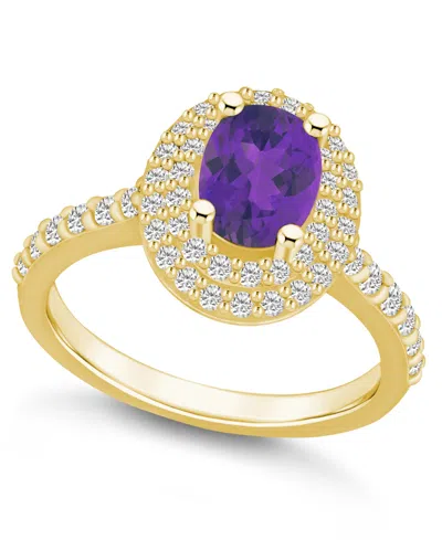 Macy's Amethyst And Certified Diamond Halo Ring