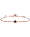 Macy's Amethyst & Polished Bar Bolo Bracelet (1/4 Ct. T.w.) In Rose Gold-plated Sterling Silver (also In Sw In Amethyst