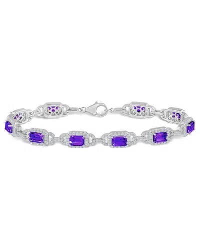 Macy's Amethyst And White Topaz Bracelet (5-1/2 Ct. T.w And 5/8 Ct. T.w) In Sterling Silver
