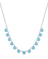 Macy's Amethyst Bezel 17" Collar Necklace In Sterling Silver (also In Citrine & Blue Topaz) In Blue