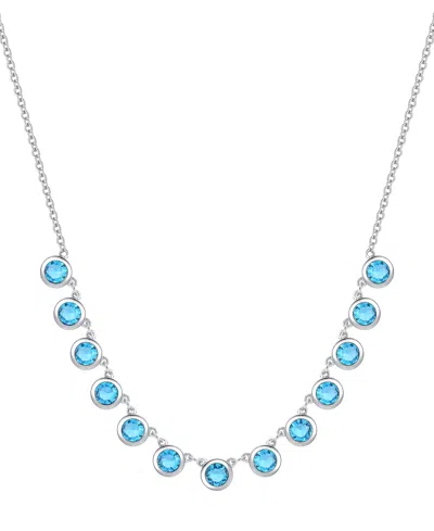 Macy's Amethyst Bezel 17" Collar Necklace In Sterling Silver (also In Citrine & Blue Topaz)