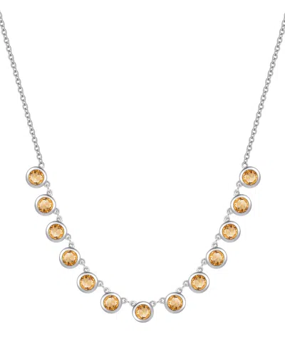 Macy's Amethyst Bezel 17" Collar Necklace In Sterling Silver (also In Citrine & Blue Topaz) In Yellow